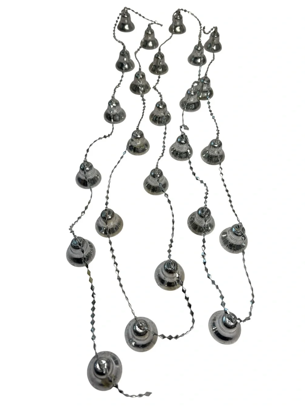 Vintage Christmas Plastic Mini Silver Bells Garland